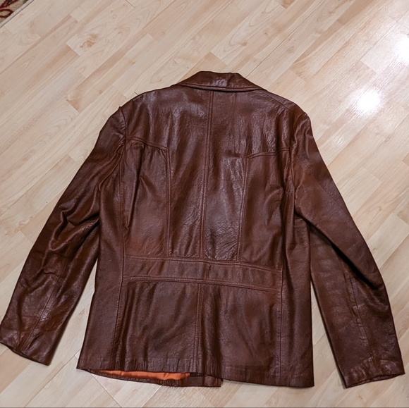Vintage Brown Leather Jacket By Adler Size 44  Buttons Intact and Original - Picture 2 of 11